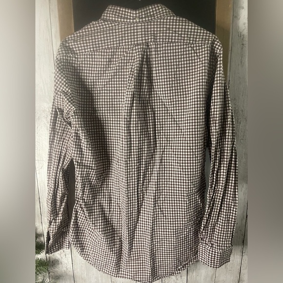 Ralph Lauren Men's Medium Long Sleeve Brown Gingham Brown/White Shirt 340 - Picture 7 of 7